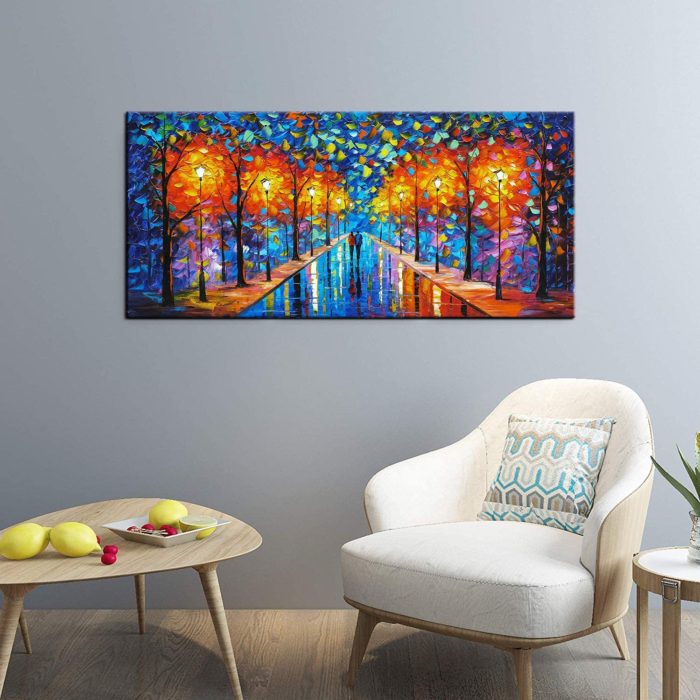Unframed Canvas Painting 28*56 Inch Home Decor Couple In Streetscape - Image 6