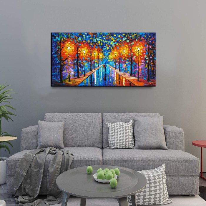 Unframed Canvas Painting 28*56 Inch Home Decor Couple In Streetscape - Image 7