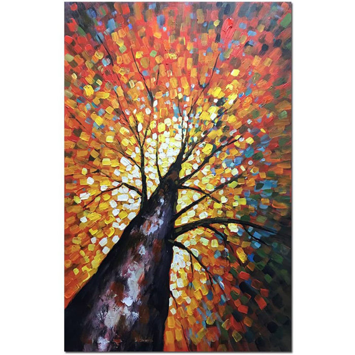 Upward View Huge Aspen Tree To Draw Knife Oil Painting For Hallway - Image 2