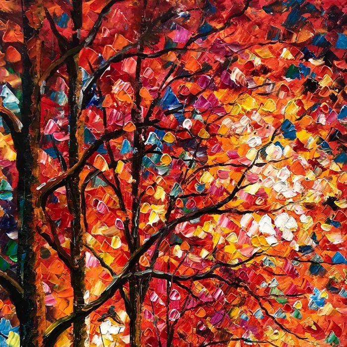 Vertical Canvas Art Couple Walk The Road Between Tall Tree And Lake - Image 3
