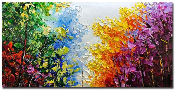 Wall Decor For Living Room Texture Forest Unframed Painting - Image 2
