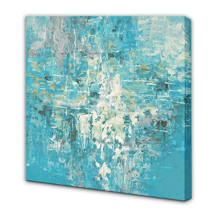 3D Teal Thick Abstract Art Oil Painting Original Home Wall Decor - Image 4