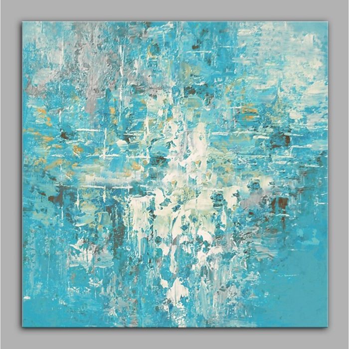 3D Teal Thick Abstract Art Oil Painting Original Home Wall Decor - Image 2