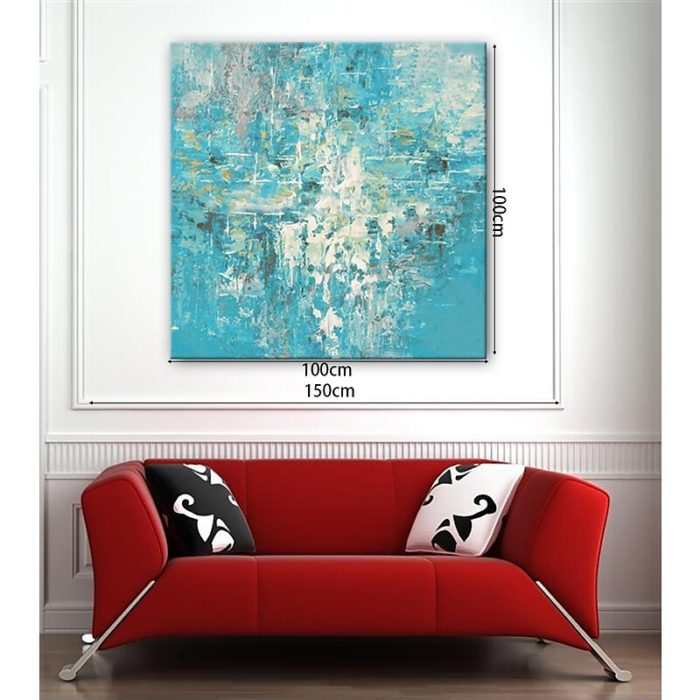 3D Teal Thick Abstract Art Oil Painting Original Home Wall Decor - Image 5
