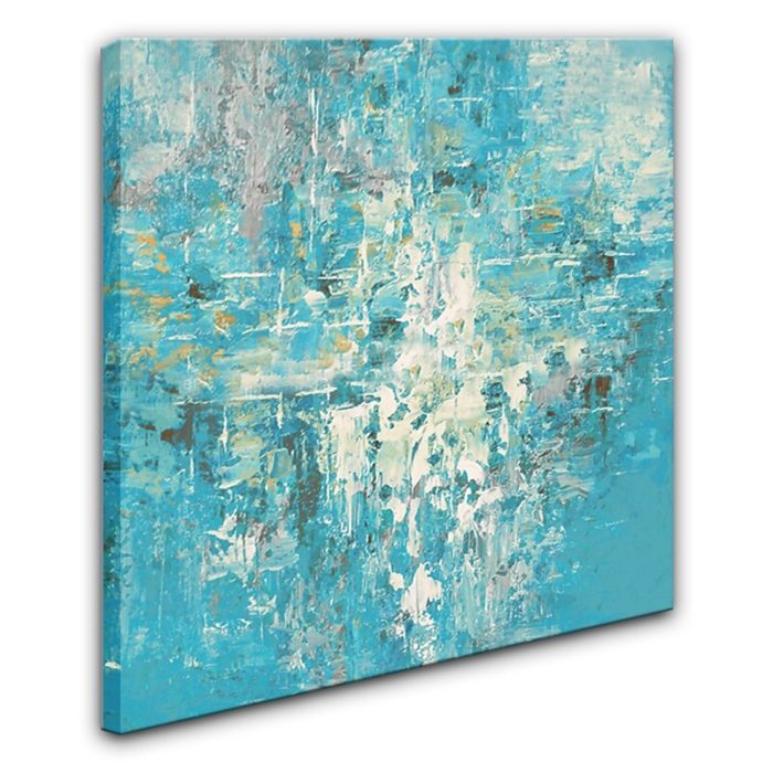 3D Teal Thick Abstract Art Oil Painting Original Home Wall Decor - Image 3