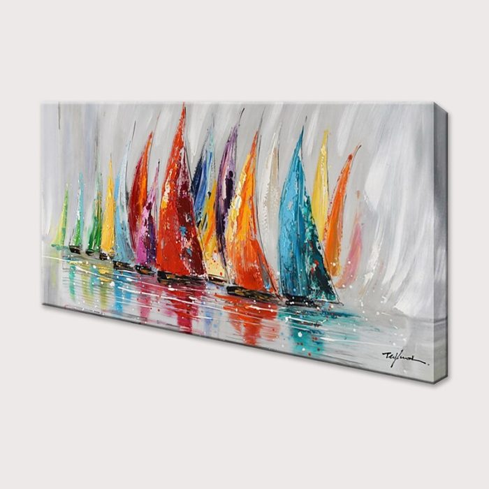 3D Textured Colorful Sailboats Canvas Wall Art Decor Living Room - Image 4