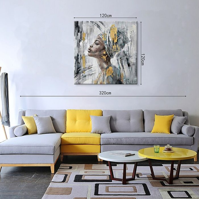 Abstract African Woman Living Room Decor Square Canvas Wall Art