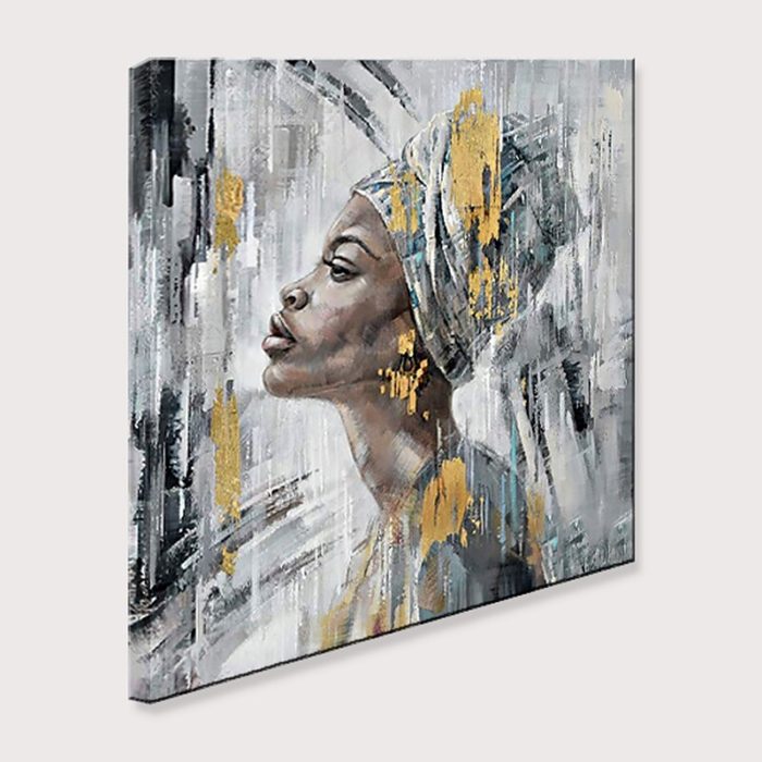 Abstract African Woman Living Room Decor Square Canvas Wall Art - Image 3