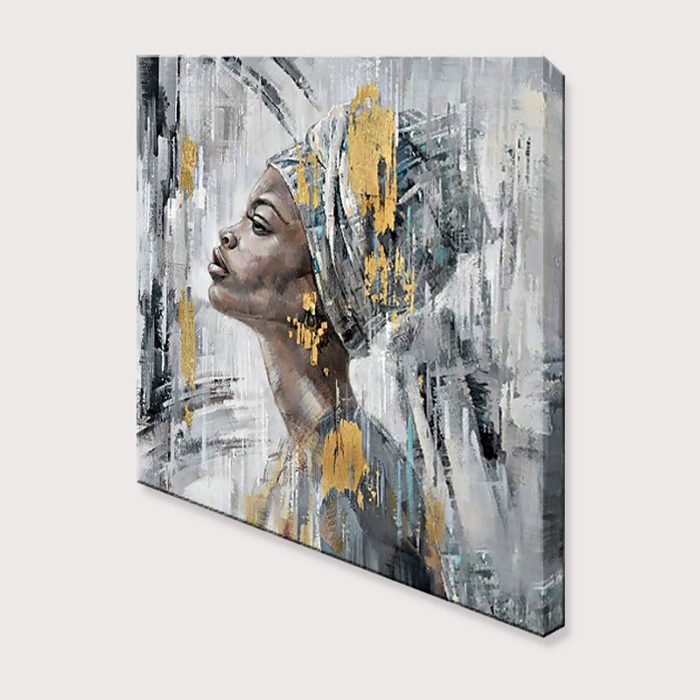 Abstract African Woman Living Room Decor Square Canvas Wall Art - Image 4