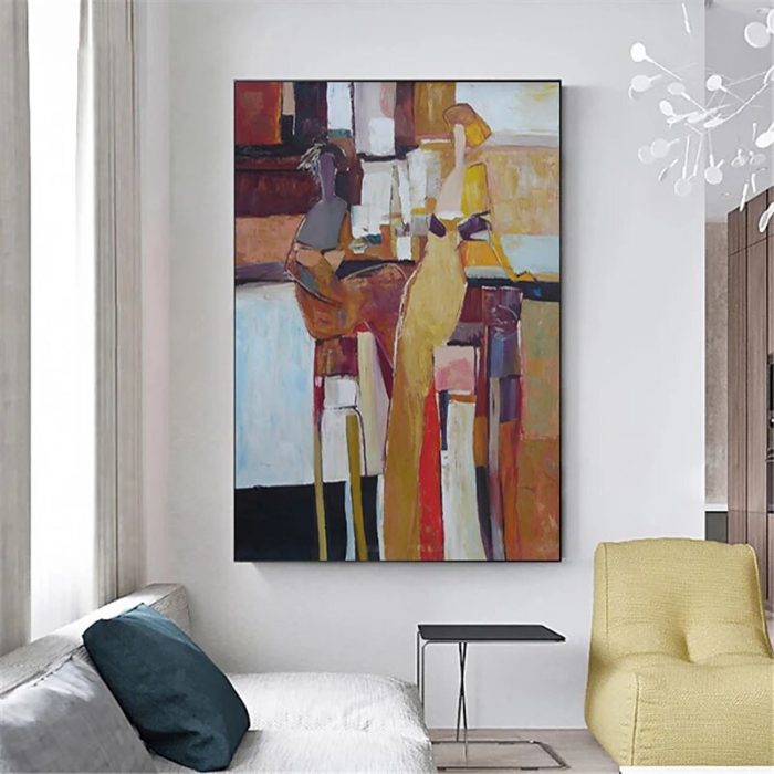 Abstract Canvas Art Earth Tone Oil Painting Decor Hallway Wall - Image 3