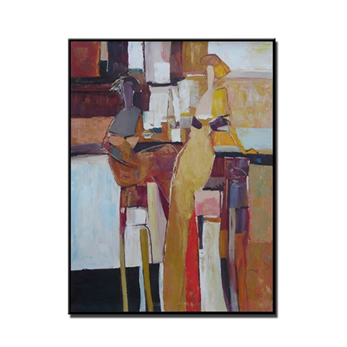 Abstract Canvas Art Earth Tone Oil Painting Decor Hallway Wall - Image 2