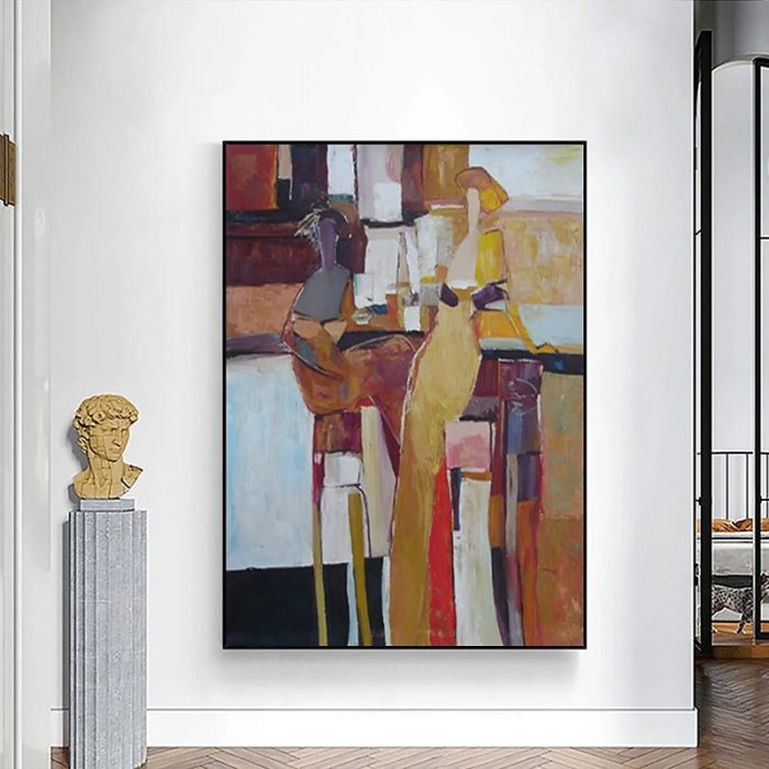 Abstract Canvas Art Earth Tone Oil Painting Decor Hallway Wall - Image 6