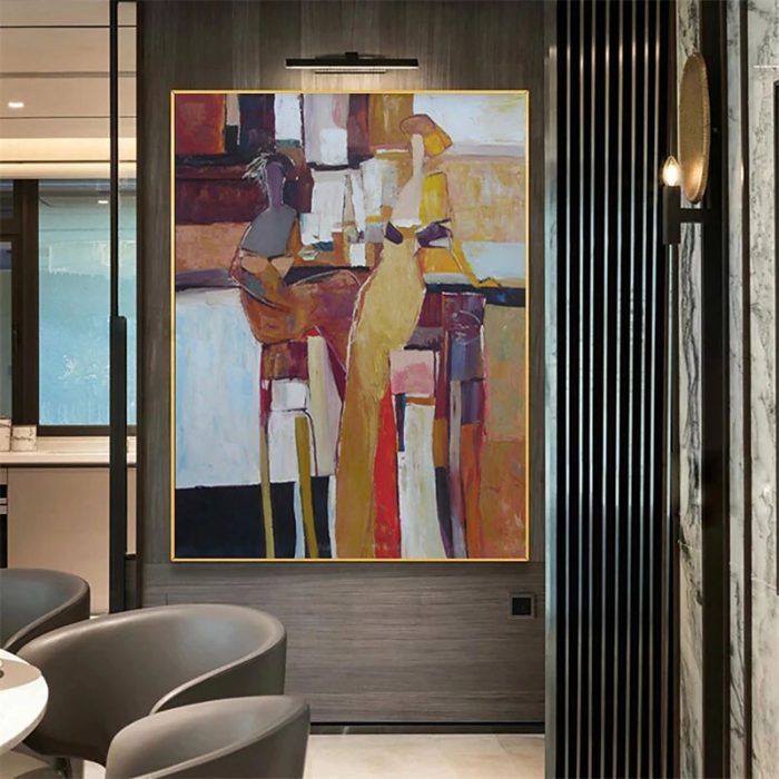 Abstract Canvas Art Earth Tone Oil Painting Decor Hallway Wall