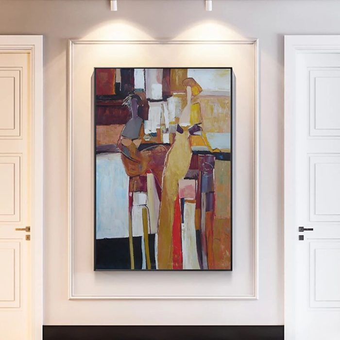 Abstract Canvas Art Earth Tone Oil Painting Decor Hallway Wall - Image 7