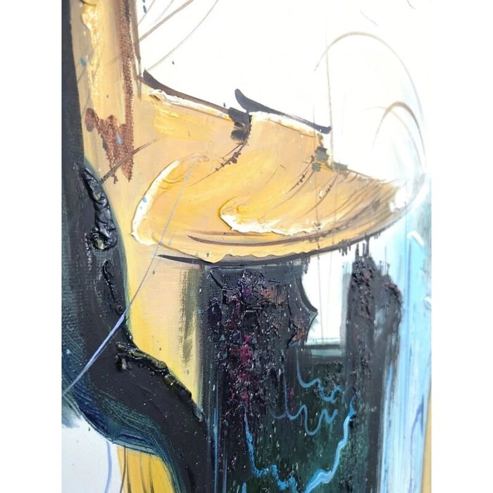 Abstract Gold And Green Handmade Oil Painting Decor Living Room - Image 3