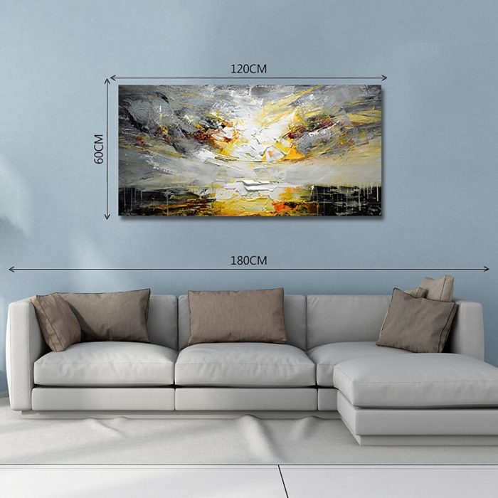 Abstract Large Textured Canvas Art Horizontal Painting For Decor - Image 5