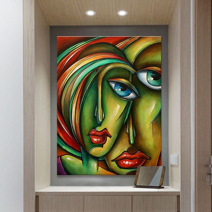 Abstract Michael Lang Wall Art Hand Painted Figure Oil Painting - Image 6