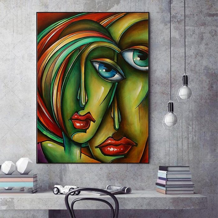 Abstract Michael Lang Wall Art Hand Painted Figure Oil Painting - Image 5