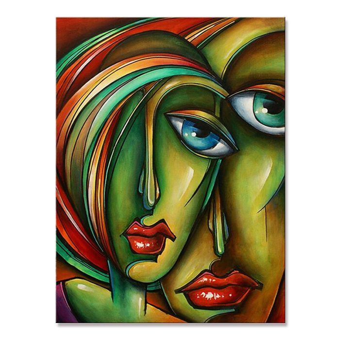 Abstract Michael Lang Wall Art Hand Painted Figure Oil Painting - Image 2
