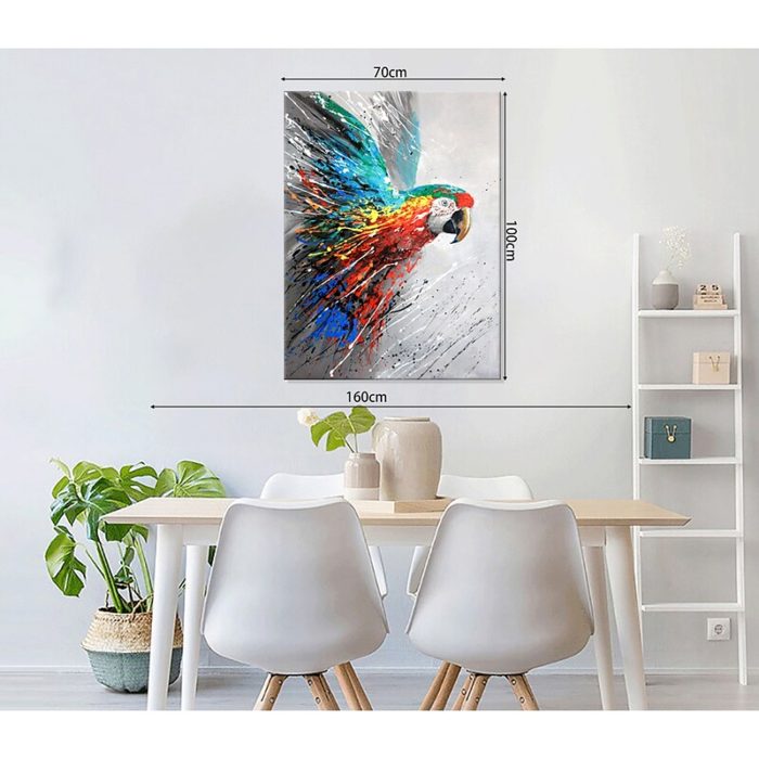 Abstract Parrot Oil Painting Vertical Thick Oil Animals Wall Art