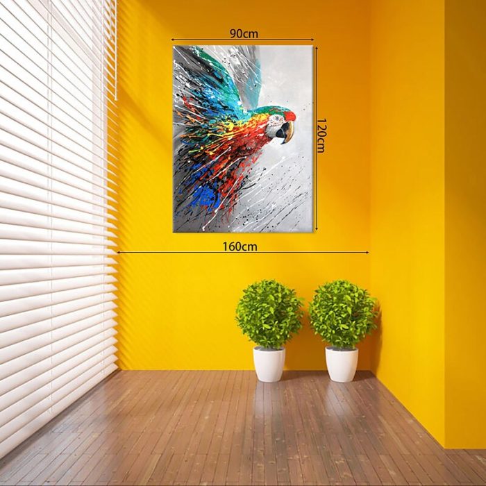 Abstract Parrot Oil Painting Vertical Thick Oil Animals Wall Art - Image 4