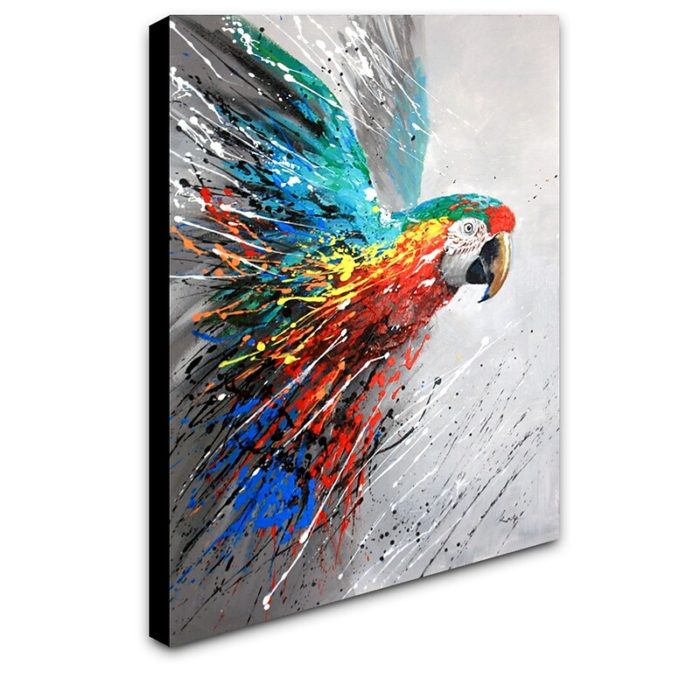Abstract Parrot Oil Painting Vertical Thick Oil Animals Wall Art - Image 3