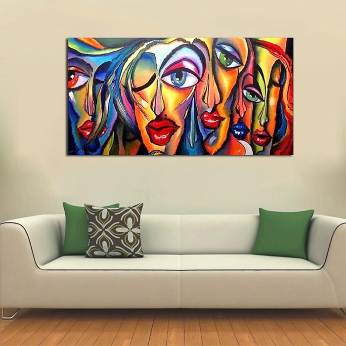 Abstract Pop Art Oil Painting Big Eyed Girls Picasso Canvas Art - Image 6