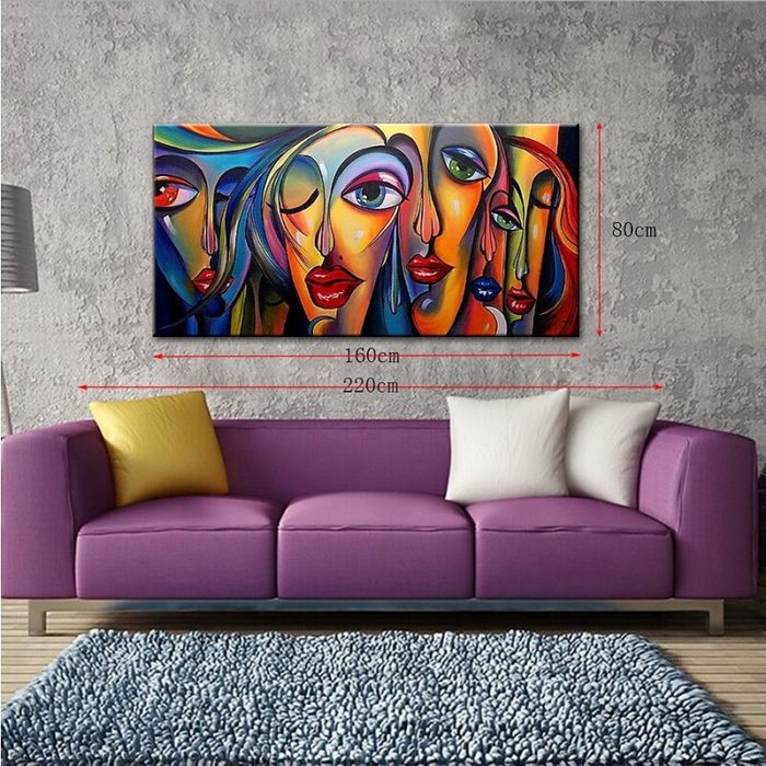 Abstract Pop Art Oil Painting Big Eyed Girls Picasso Canvas Art - Image 7