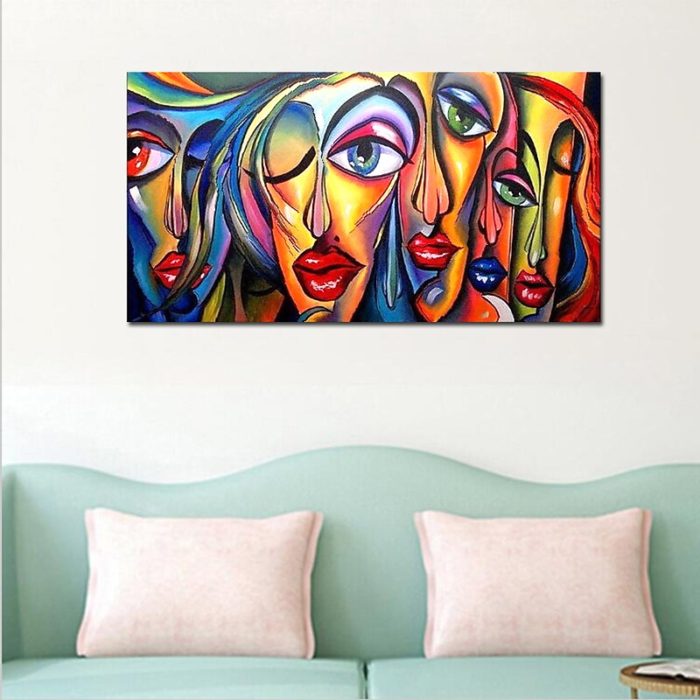 Abstract Pop Art Oil Painting Big Eyed Girls Picasso Canvas Art - Image 5