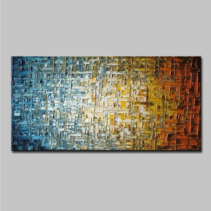 Abstract Texture Oil Painting Green To Yellow Canvas Wall Art - Image 2
