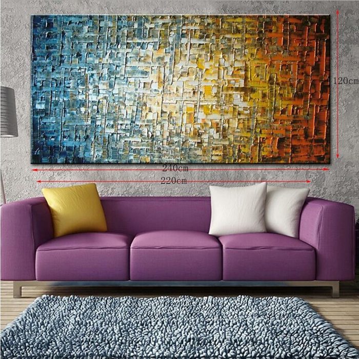 Abstract Texture Oil Painting Green To Yellow Canvas Wall Art