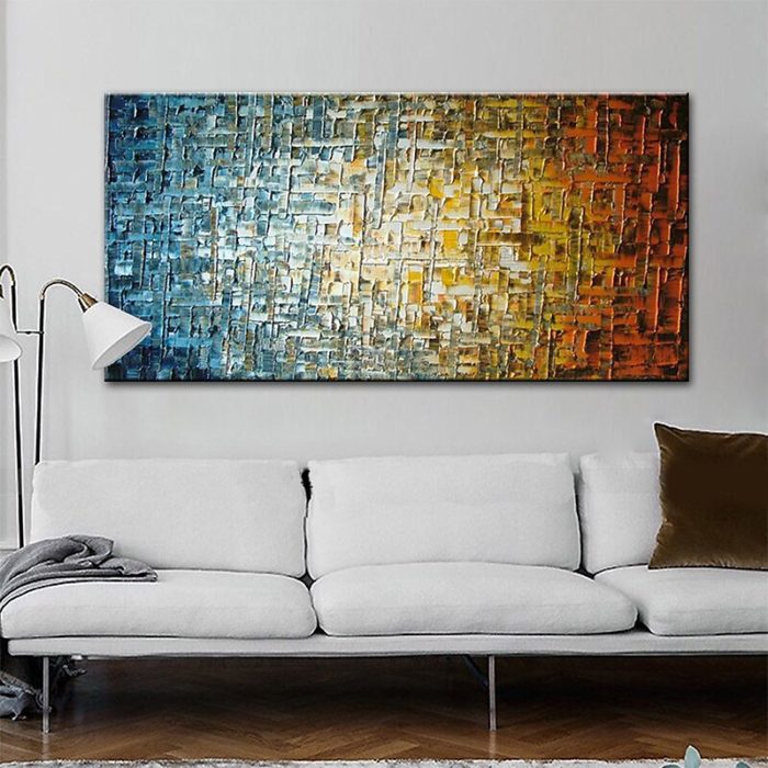 Abstract Texture Oil Painting Green To Yellow Canvas Wall Art - Image 5