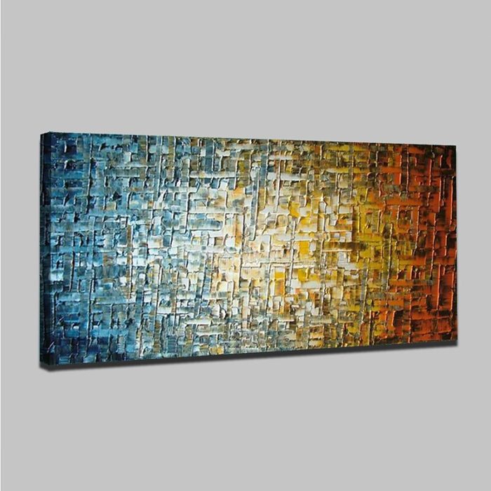 Abstract Texture Oil Painting Green To Yellow Canvas Wall Art - Image 3