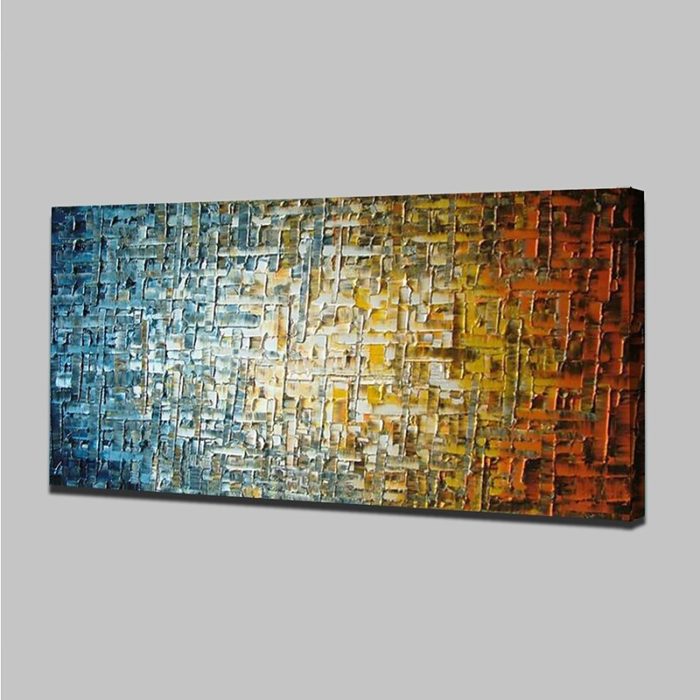 Abstract Texture Oil Painting Green To Yellow Canvas Wall Art - Image 4