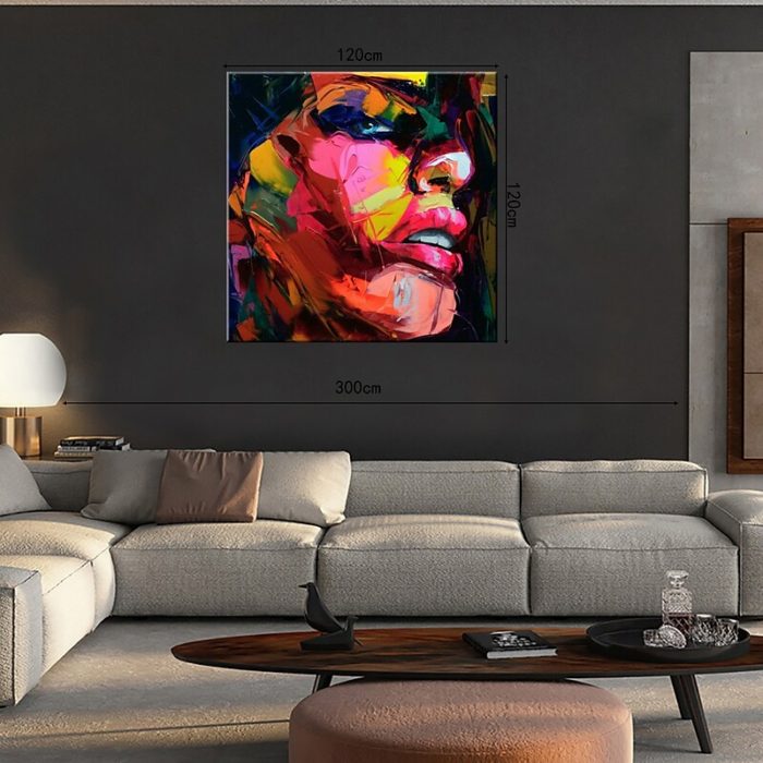 Abstract Woman Face Canvas Oil Painting Modern Figures Wall Decor