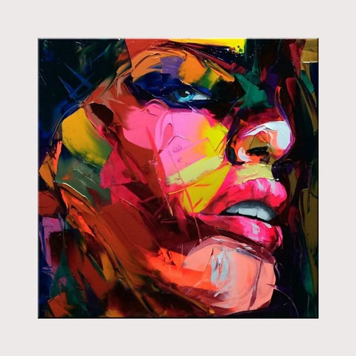Abstract Woman Face Canvas Oil Painting Modern Figures Wall Decor - Image 2