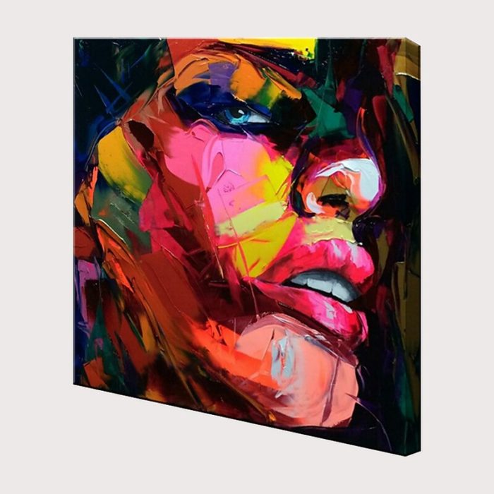 Abstract Woman Face Canvas Oil Painting Modern Figures Wall Decor - Image 4
