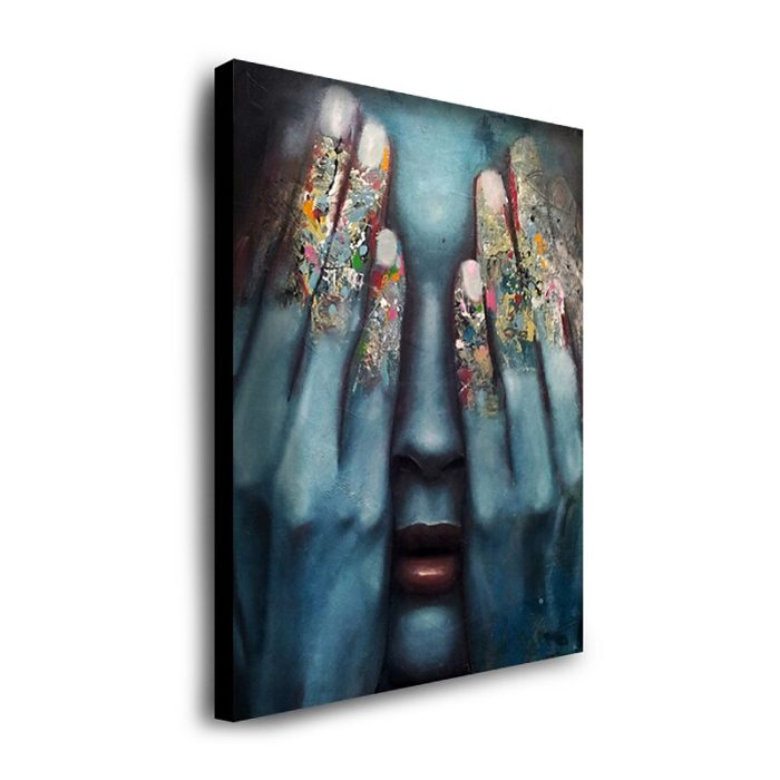 Abstract Woman Face Portrait Wall Art Painting For Living Room - Image 3