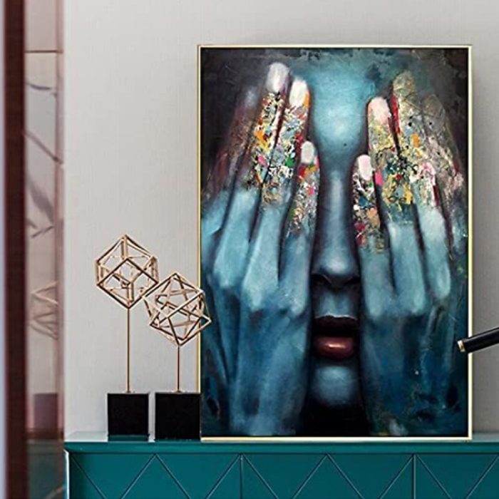 Abstract Woman Face Portrait Wall Art Painting For Living Room