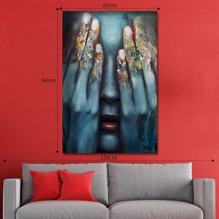 Abstract Woman Face Portrait Wall Art Painting For Living Room - Image 7