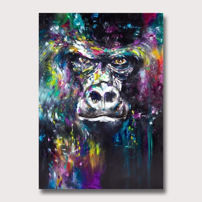Angry Gorilla Oil Paintings Modern Animals Artwork Home Decor - Image 2