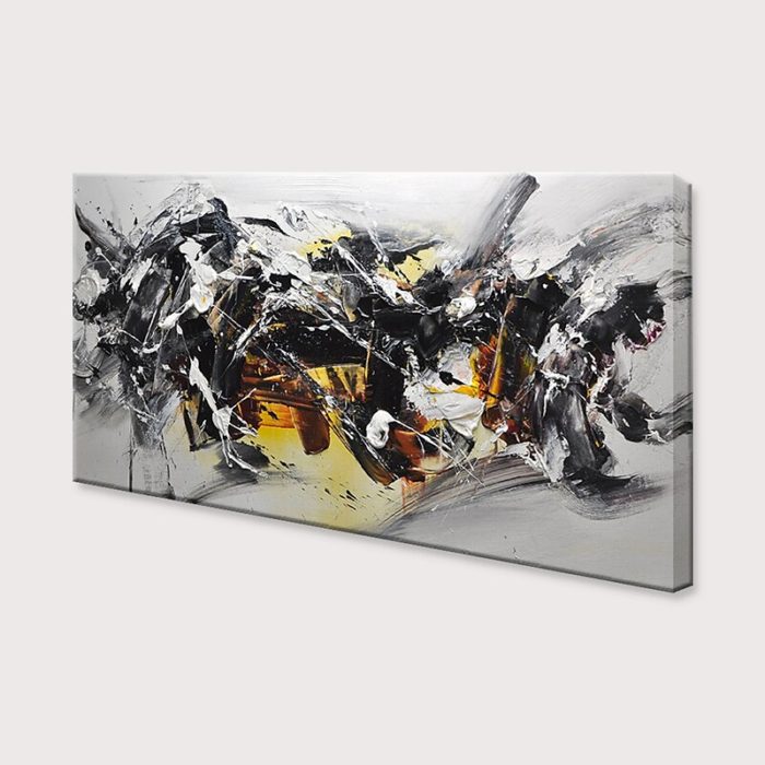 Black And White Oil Painting Modern Abstract Canvas Art Decor Wall - Image 4