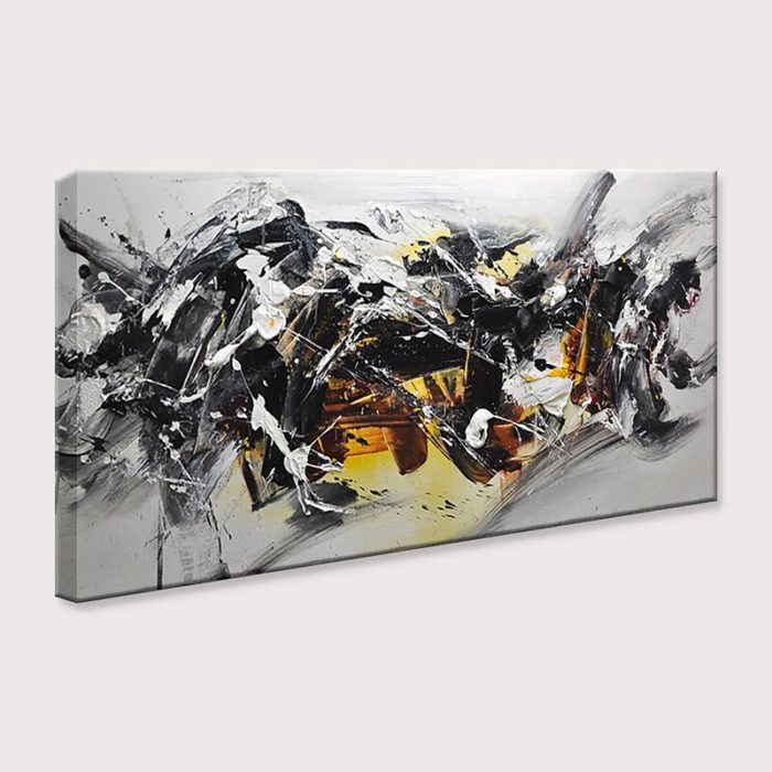 Black And White Oil Painting Modern Abstract Canvas Art Decor Wall - Image 3