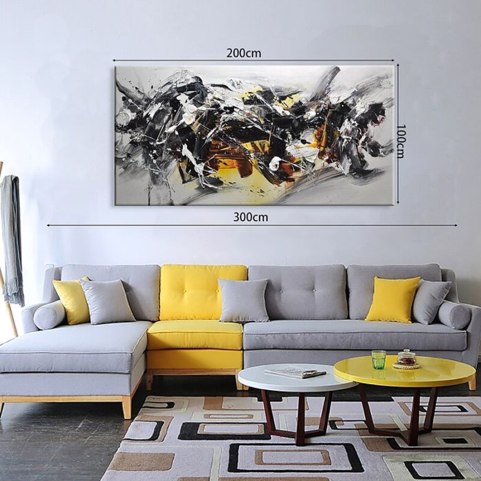 Black And White Oil Painting Modern Abstract Canvas Art Decor Wall