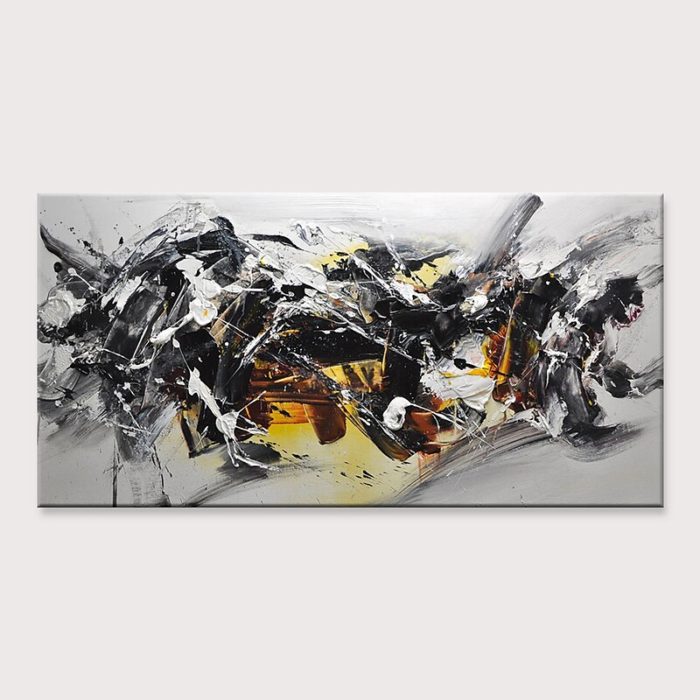 Black And White Oil Painting Modern Abstract Canvas Art Decor Wall - Image 2