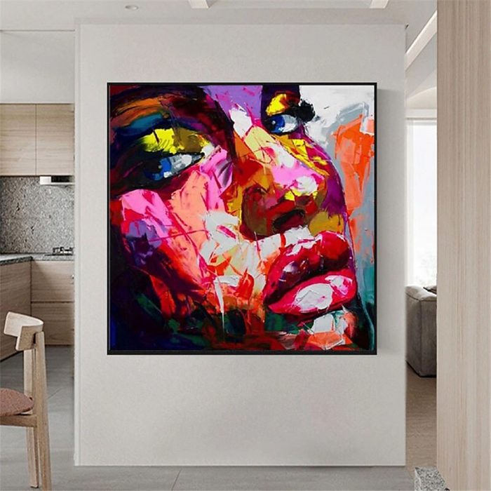 Colorful Woman Face Hand Painted Canvas Wall Art Decorations - Image 4