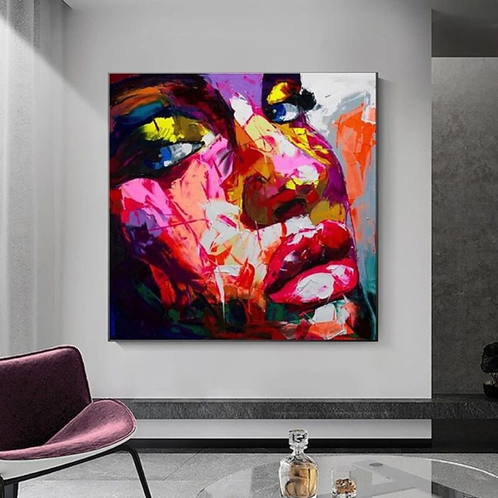 Colorful Woman Face Hand Painted Canvas Wall Art Decorations