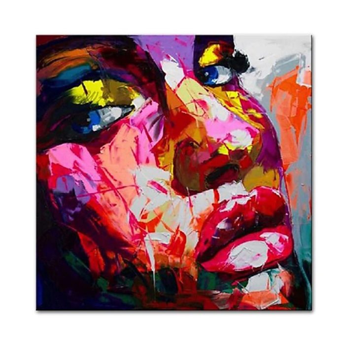 Colorful Woman Face Hand Painted Canvas Wall Art Decorations - Image 2