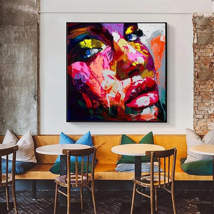 Colorful Woman Face Hand Painted Canvas Wall Art Decorations - Image 5