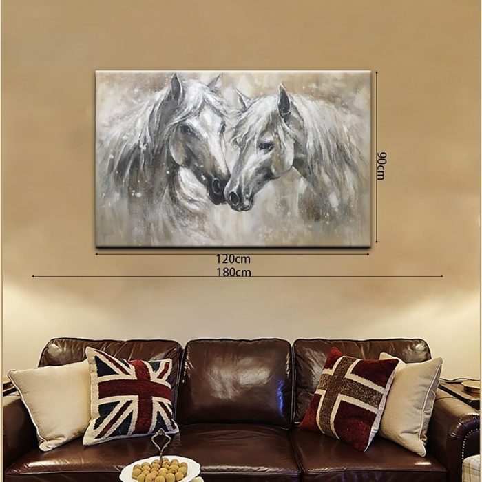 Couple Horse Textured Painting Modern Abstract Artwork Decor Wall